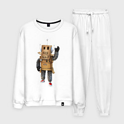 Костюм хлопковый мужской Roblox робот машет, цвет: белый