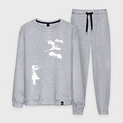 Костюм хлопковый мужской Девочка и драконы, цвет: меланж