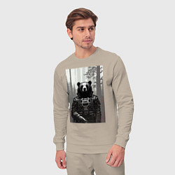 Костюм хлопковый мужской Cool bear - neural network - cyberpunk, цвет: миндальный — фото 2