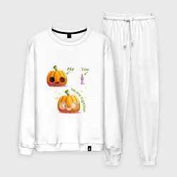 Костюм хлопковый мужской Тыква и свечка, цвет: белый