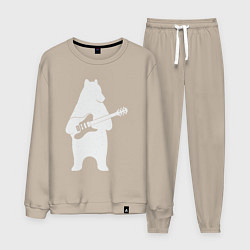 Костюм хлопковый мужской Мишутка гитарист, цвет: миндальный