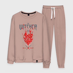 Костюм хлопковый мужской Ведьмак - знак Игни, цвет: пыльно-розовый