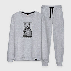 Костюм хлопковый мужской Кот и винчик, цвет: меланж