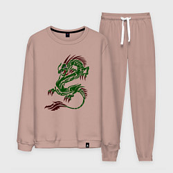 Костюм хлопковый мужской Символ года - зелёный дракон, цвет: пыльно-розовый