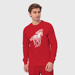 Костюм хлопковый мужской Белая лошадь скачет, цвет: красный — фото 2