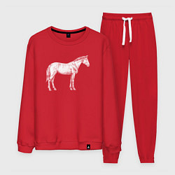 Костюм хлопковый мужской Белая лошадь сбоку, цвет: красный