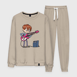 Костюм хлопковый мужской Мальчик с гитарой, цвет: миндальный