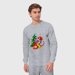 Костюм хлопковый мужской Новогодний дракон желает счастья, цвет: меланж — фото 2