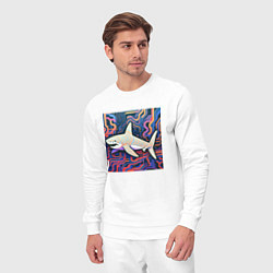 Костюм хлопковый мужской Акула абстракция, цвет: белый — фото 2