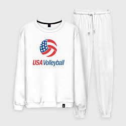 Костюм хлопковый мужской Волейбол Америки, цвет: белый