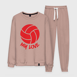 Костюм хлопковый мужской Volleyball my love, цвет: пыльно-розовый