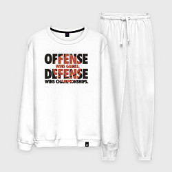 Костюм хлопковый мужской Защита выигрывает чемпионаты, цвет: белый
