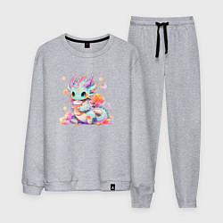 Костюм хлопковый мужской Маленький милый дракончик, цвет: меланж
