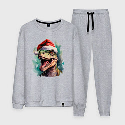 Костюм хлопковый мужской Новогодний тираннозавр, цвет: меланж