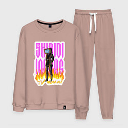 Костюм хлопковый мужской Милый титан ТВ Мен, цвет: пыльно-розовый