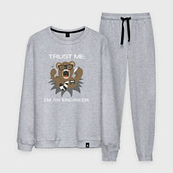 Костюм хлопковый мужской Верь мне я инженер медведь, цвет: меланж