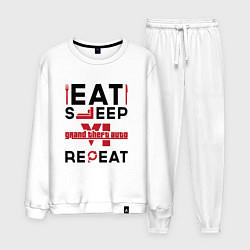Костюм хлопковый мужской Надпись: eat sleep GTA6 repeat, цвет: белый
