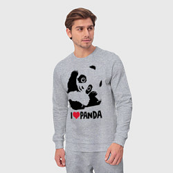 Костюм хлопковый мужской I love panda, цвет: меланж — фото 2