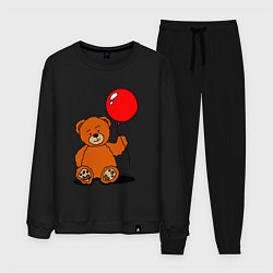Костюм хлопковый мужской Плюшевый медведь с воздушным шариком, цвет: черный