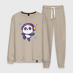 Костюм хлопковый мужской Music panda, цвет: миндальный