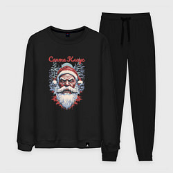 Костюм хлопковый мужской Безумный Санта, цвет: черный