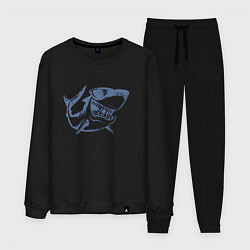 Костюм хлопковый мужской Большая акула, цвет: черный
