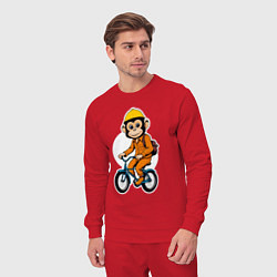 Костюм хлопковый мужской Обезьяна на велосипеде, цвет: красный — фото 2