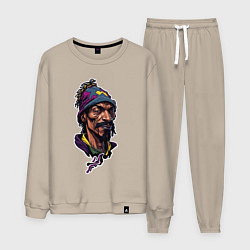 Костюм хлопковый мужской Snoop dogg head, цвет: миндальный