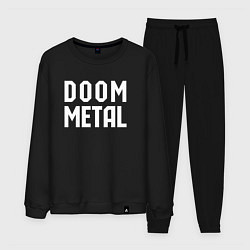 Костюм хлопковый мужской Надпись Doom metal, цвет: черный