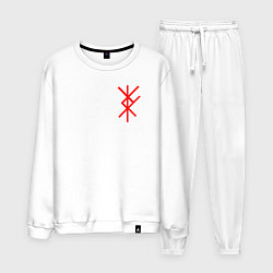 Костюм хлопковый мужской Став рун на удачу на груди, цвет: белый