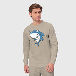 Костюм хлопковый мужской Cute shark, цвет: миндальный — фото 2