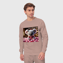 Костюм хлопковый мужской Игрушечная коала и надпись: зато я очень красивый, цвет: пыльно-розовый — фото 2