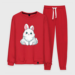 Костюм хлопковый мужской Пушистый аниме кролик, цвет: красный