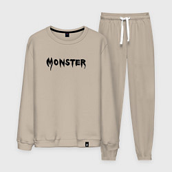 Костюм хлопковый мужской Monster black, цвет: миндальный