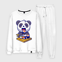 Костюм хлопковый мужской Панда и суши, цвет: белый