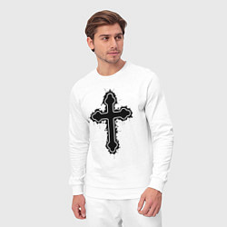 Костюм хлопковый мужской Крест православный христианский, цвет: белый — фото 2