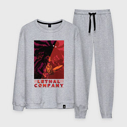 Костюм хлопковый мужской Lethal Company: Bracken is Already Behind, цвет: меланж