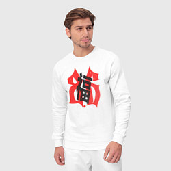 Костюм хлопковый мужской Китайский иероглиф счастье, цвет: белый — фото 2