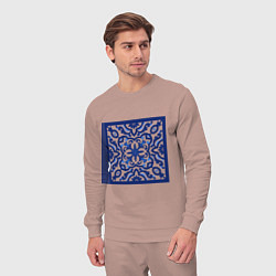 Костюм хлопковый мужской Азулежу синий узор, цвет: пыльно-розовый — фото 2