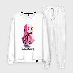 Костюм хлопковый мужской Minecraft персонаж девушки в костюме, цвет: белый