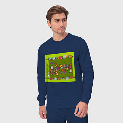 Костюм хлопковый мужской Цветы и листья: for mom, цвет: тёмно-синий — фото 2