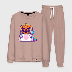 Костюм хлопковый мужской Хэллоуин единорог, цвет: пыльно-розовый