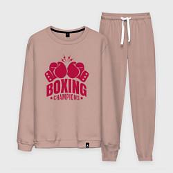 Костюм хлопковый мужской Чемпионы по боксу, цвет: пыльно-розовый
