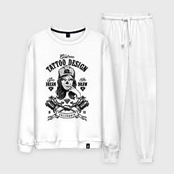 Костюм хлопковый мужской Custom tattoo saloon, цвет: белый