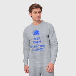 Костюм хлопковый мужской Keep calm and enjoy the silence, цвет: меланж — фото 2
