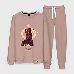 Костюм хлопковый мужской Helldivers 2: Paratroopers Symbol, цвет: пыльно-розовый