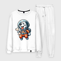 Костюм хлопковый мужской Dalmatian cosmonaut puppy with a bone, цвет: белый