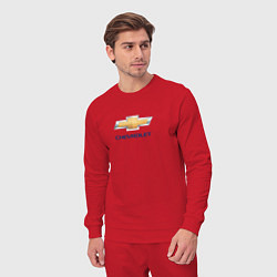 Костюм хлопковый мужской Chevrolet авто бренд, цвет: красный — фото 2