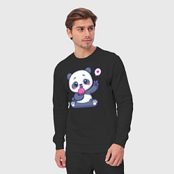 Костюм хлопковый мужской Ice cream panda, цвет: черный — фото 2