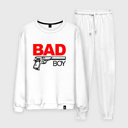 Костюм хлопковый мужской Bad boy with gun, цвет: белый